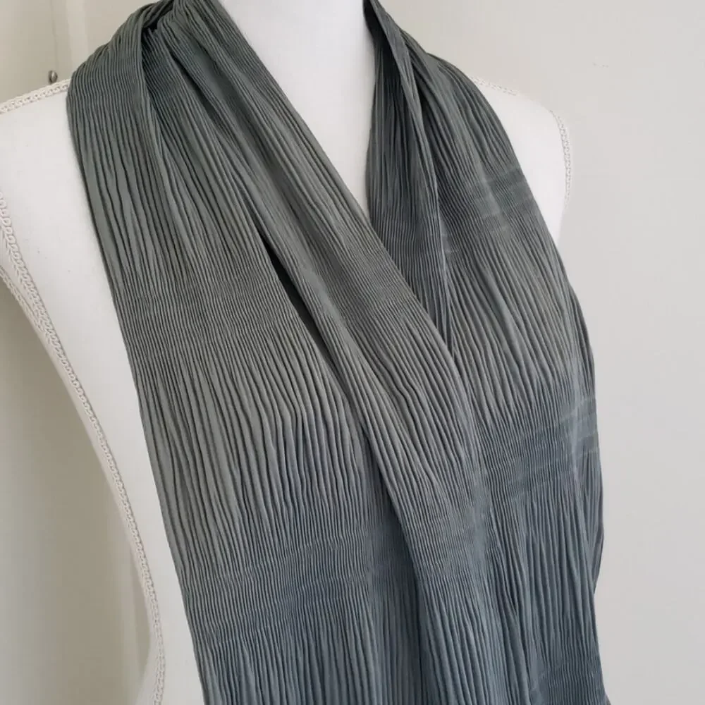 Vintage Furla 100% Silk Smokey Grey Blue Italian Scarf Glam Quiet Luxury Old Mon